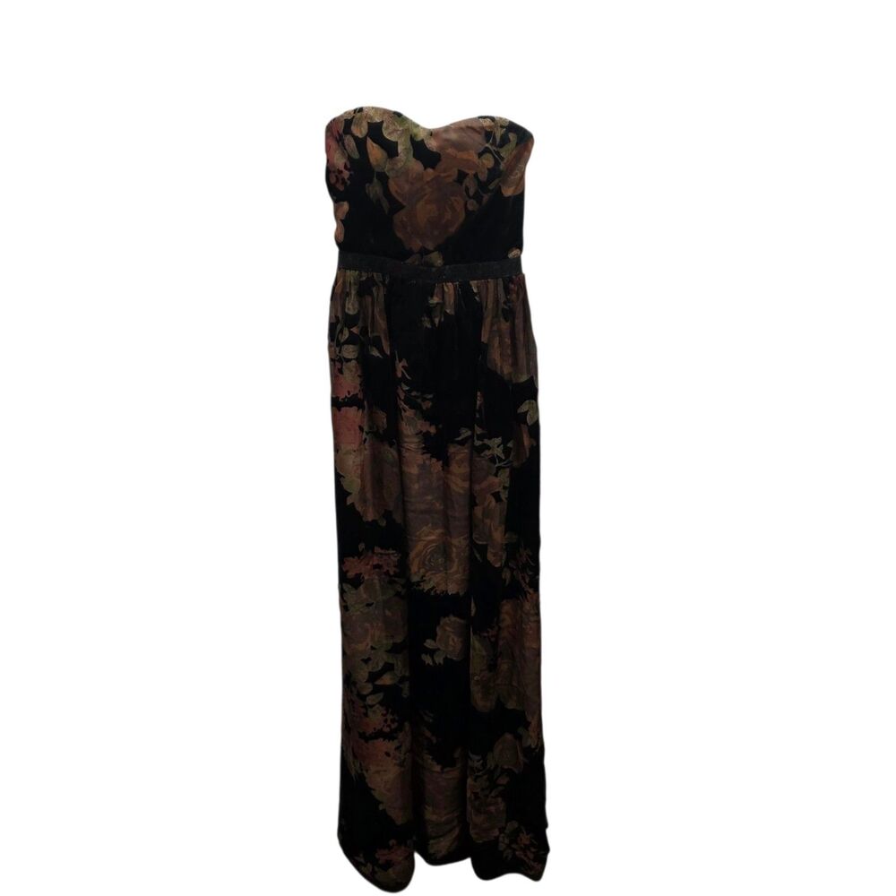 ERIN Erin Fetherston Strapless‎ Velvet Floral Maxi Gown Dress Size 0